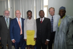 (From right) Professor Abdulrasheed Na’Allah, Vice Chancellor, Kwara State University; Professor Harold van Es, Cornell University; Dr. Ade Somide, President Praxis Atlantis; Ms. Mosunmola Bello, Kwara State Public –Private Partnership Office; Professor Ronnie Coffman, Cornell University; Dr. Brian Henehan, Cornell University – at the first convening of Kwara State Agricultural Modernization Master Plan implementation.