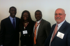 (L-R) Dr. Raymond Gilpin, Academic Dean, national Defense University, Mrs. Karen Somide, Executive VP, Praxis Atlantis, Dr. Ade Somide, President/CEO, Praxis Atlantis, and Professor Ronnie Coffman, Cornell University at an international development event in New York City